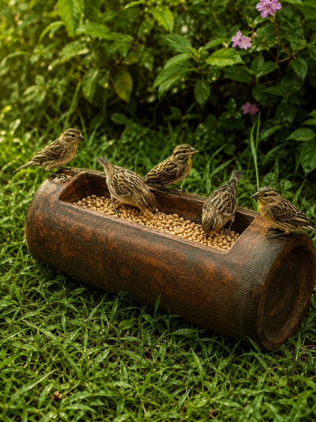 terracotta-bird-feeder-bamboo-shaped